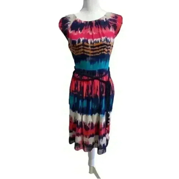 Milly Silk‎ Blend Cap Sleeve Midi Dress Size 4